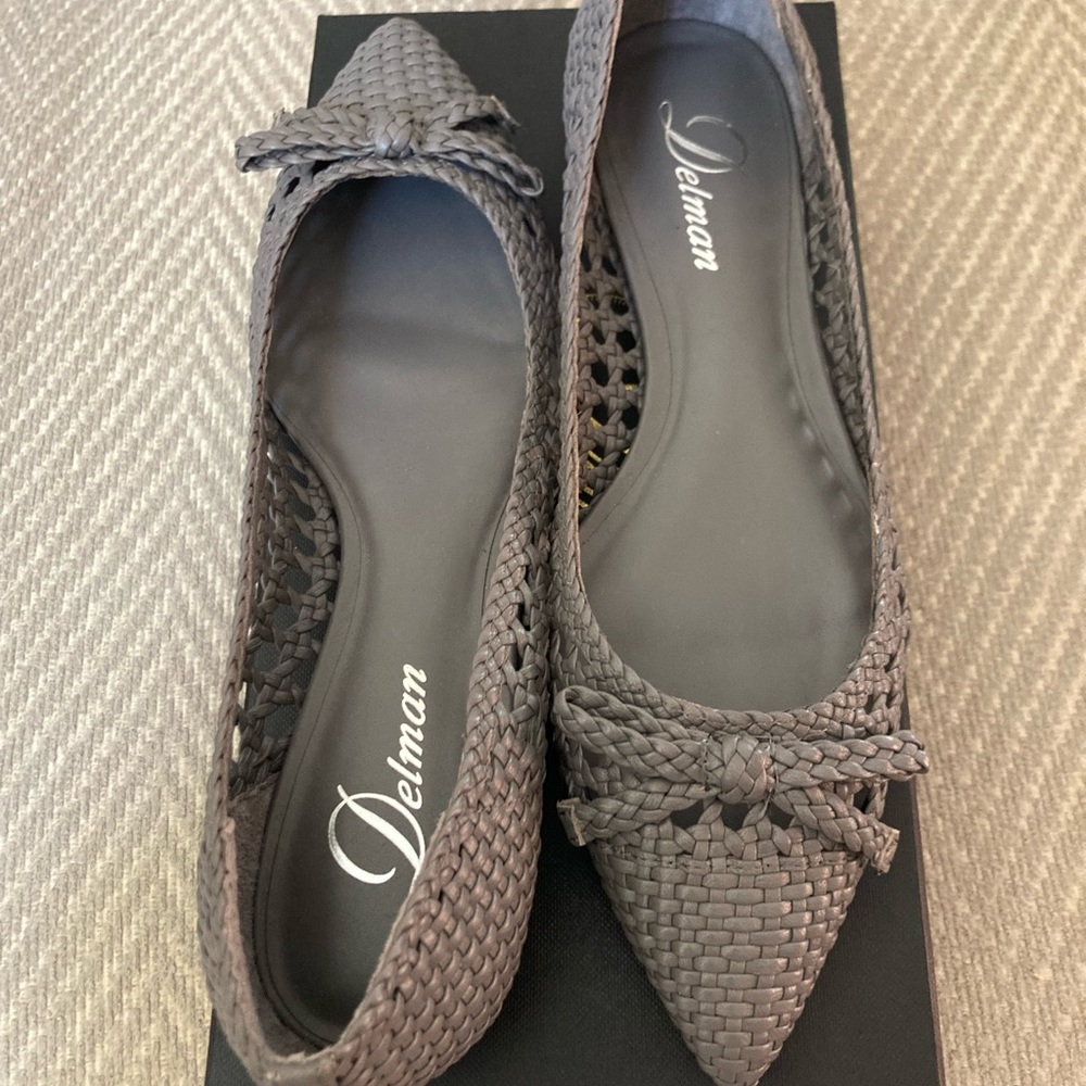 Delman Shana Woven Leather Flat